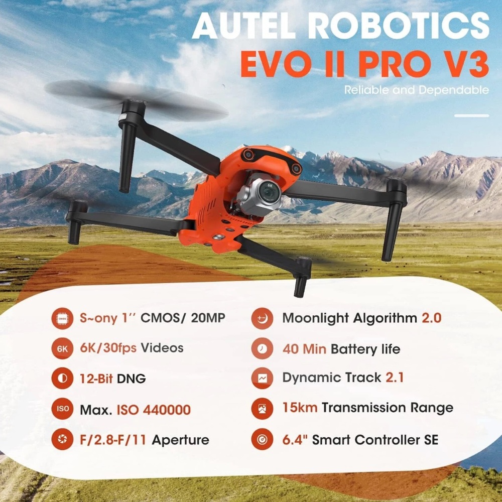 Autel Robotics EVO 2 Pro V3 Rugged Bundle 6k Camera Drone Hard Case Combo - Picture 15 of 16